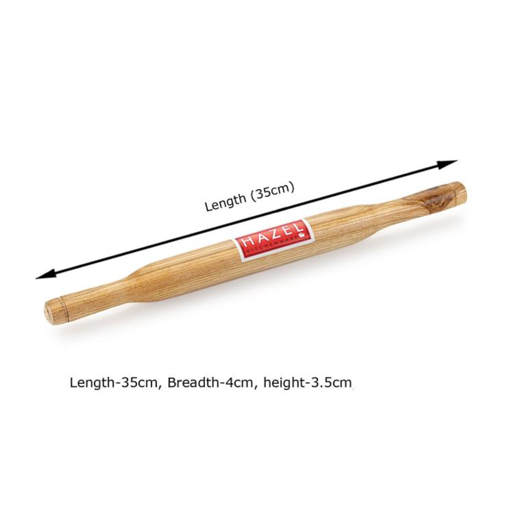 HAZEL Wooden Belan Rolling Pin Sagwan Roti Phulka Dough Roller for Home and Kitchen, 35 cm