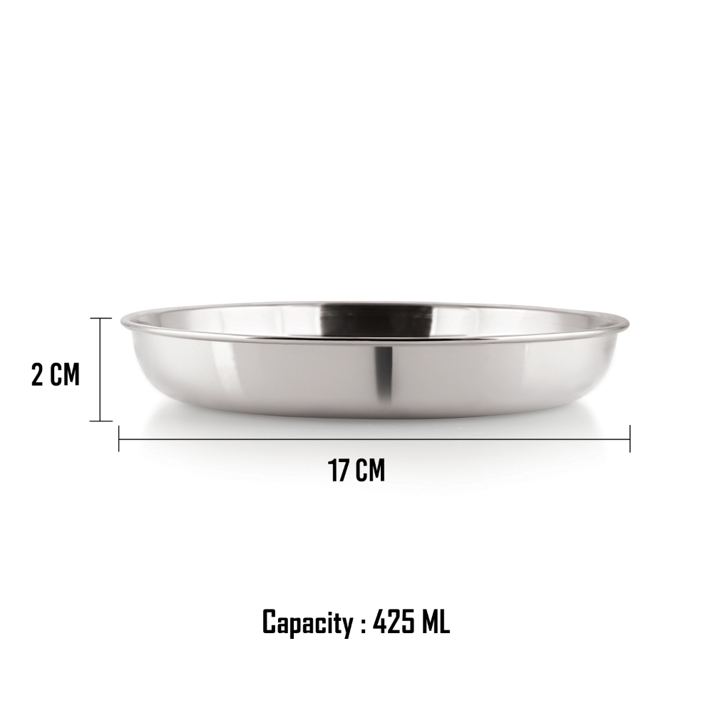 HAZEL Premium Steel Serving Plate Set of 3, 17 cm X 2 cm, 425 ml 