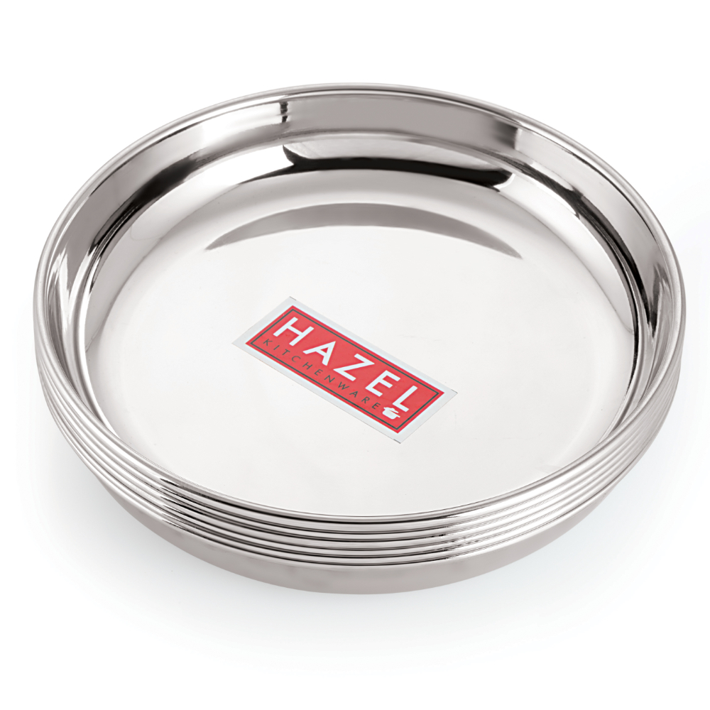 HAZEL Premium Steel Serving Plate Set of 6, 19 cm X 2 cm 650 ml