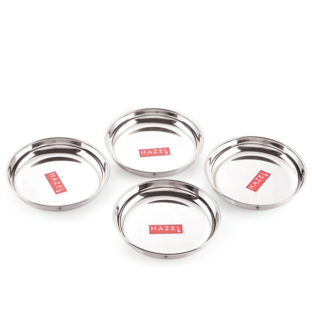 HAZEL Premium Steel Serving Plate Set of 4, 19 cm X 2 cm 650 ml