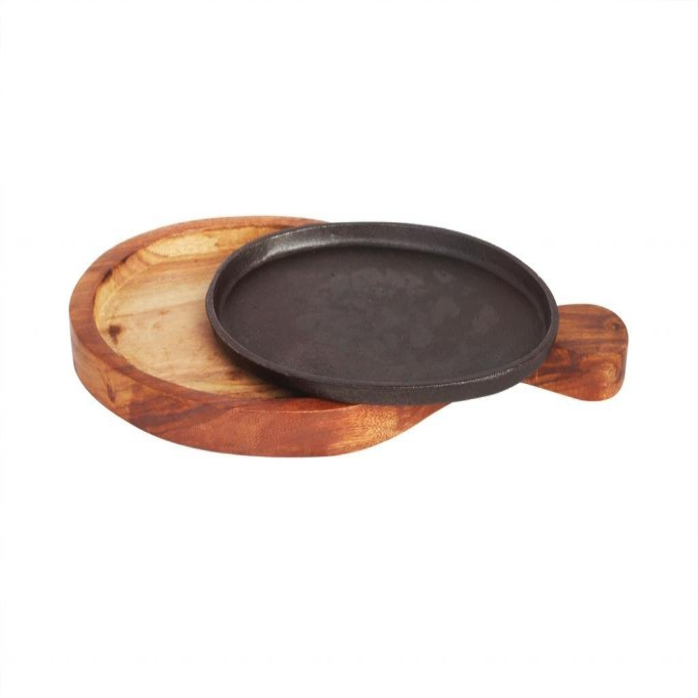 Sizzler Plate / Tray with Wodden Base Racket S15x7