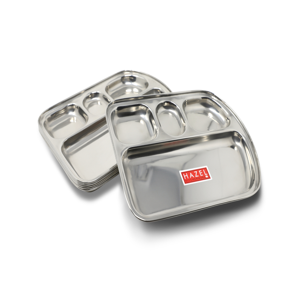 HAZEL Stainless Steel Idli/Vada/Dosa Serving Plates - Set of 6 - Mirror finish