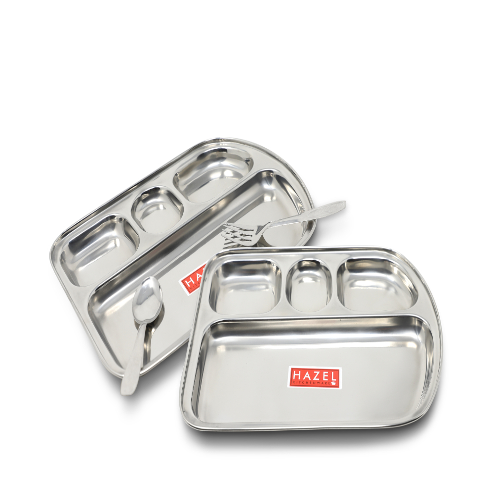 HAZEL Stainless Steel Idli/Vada/Dosa Serving Plates - Set of 2 - Mirror finish