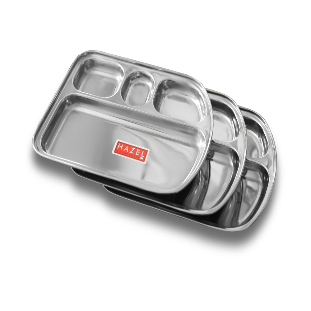 HAZEL Stainless Steel Idli/Vada/Dosa Serving Plates - Set of 3 - Mirror finish