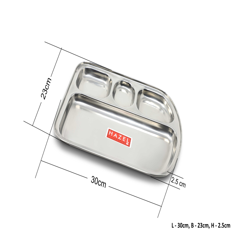 HAZEL Stainless Steel Idli/Vada/Dosa Serving Plates - Set of 4 - Mirror finish