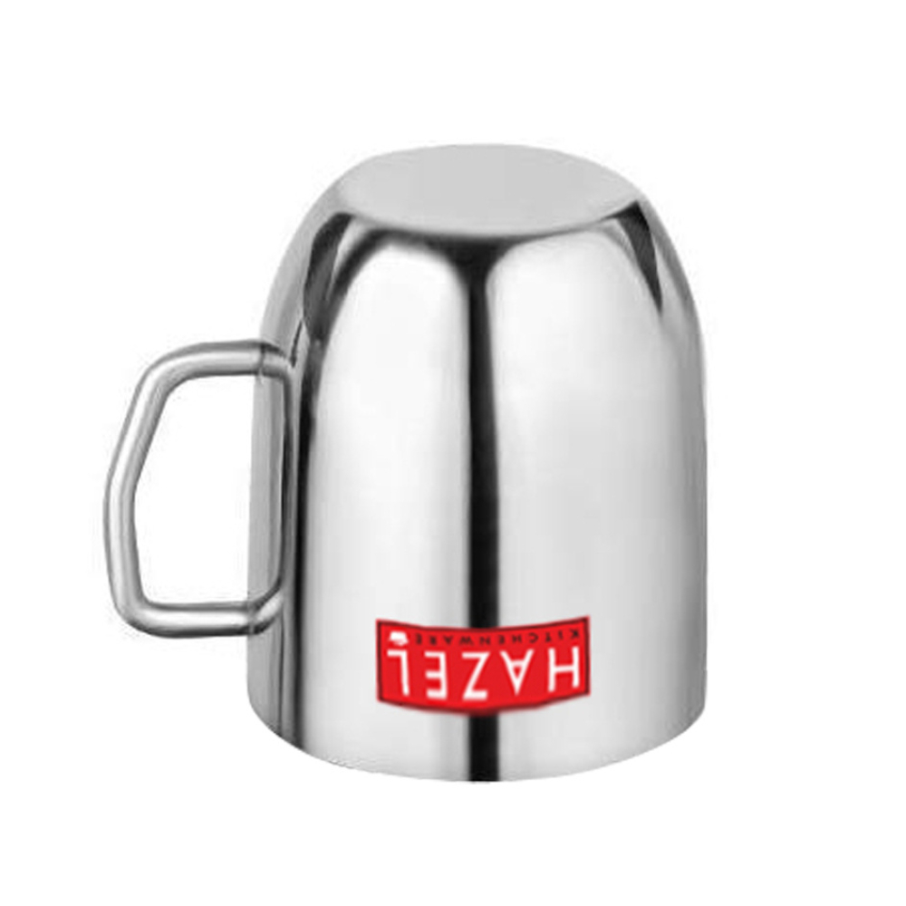 HAZEL Stainless Steel Green Tea Coffee Big Cute Plain Mug, Set of 6, 300 ml (Each)