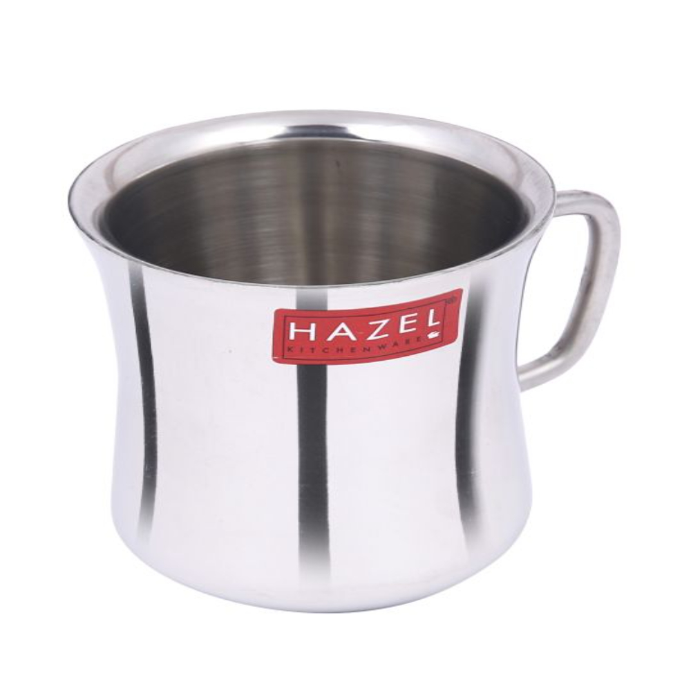 HAZEL Stainless Steel Green Tea Coffee Big Damaru Plain Mug, Set of 6, 200 ml (Each)