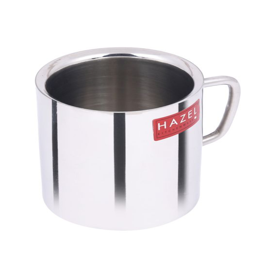 HAZEL Stainless Steel Double Wall Green Tea Coffee Big Sobar Mug, Set of 2, 210 ml (Each)