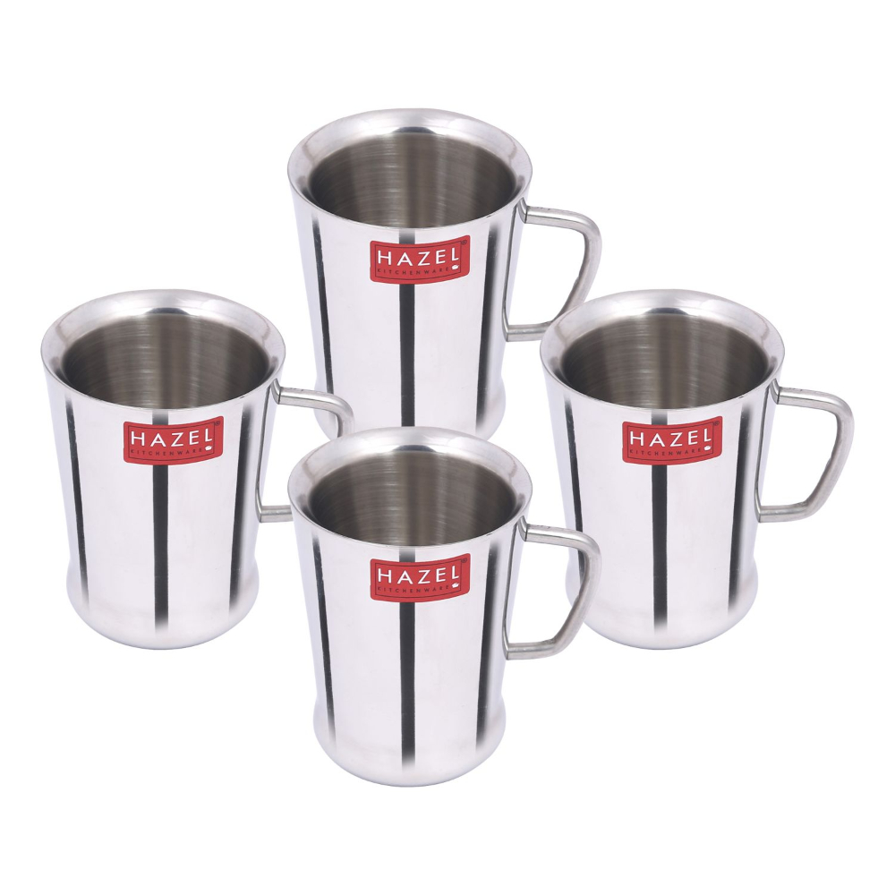 HAZEL Stainless Steel Green Tea Coffee Big Spice Cup Set of 4 Pc, 200 ml