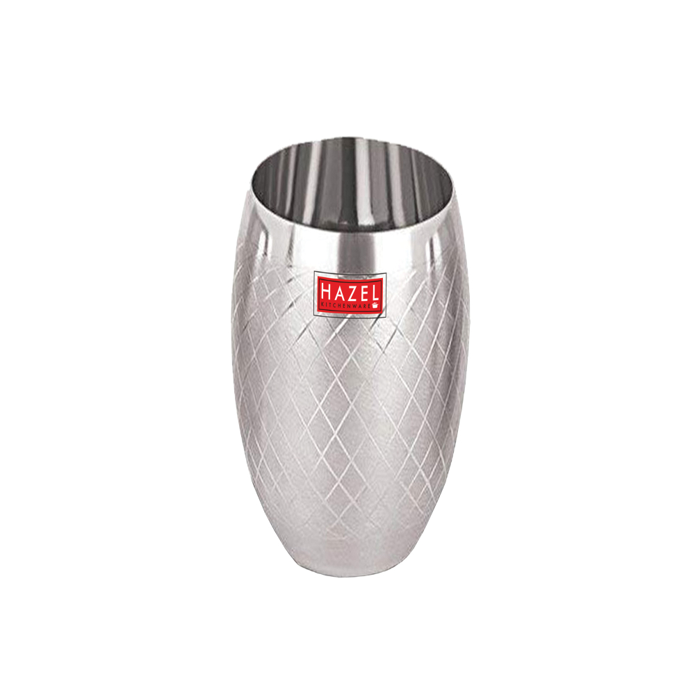 HAZEL Matt Finish Designer Stainless Steel Drinking Glasses 260 ml Set of 6 Pcs, Silver