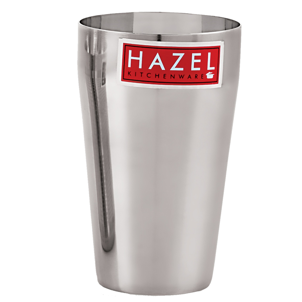 HAZEL Stainless Steel Plain Traditional Jumbo Water Lassi Glass Set of 4, 750 ML Each