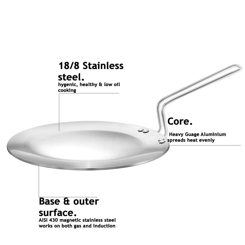 Hawkins Triply Stainless Steel Frying Pan 26 cm with Lid, Kadhai 2.5 Ltr with Lid, Tawa 26 cm
