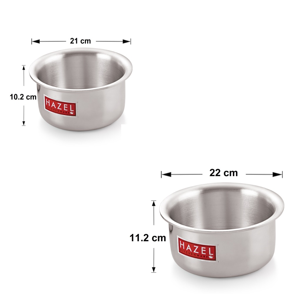 HAZEL Aluminium Induction Base Flat Bottom Patila Tope Pot, Set of 5, 1125 ml-3100 ml, Silver.