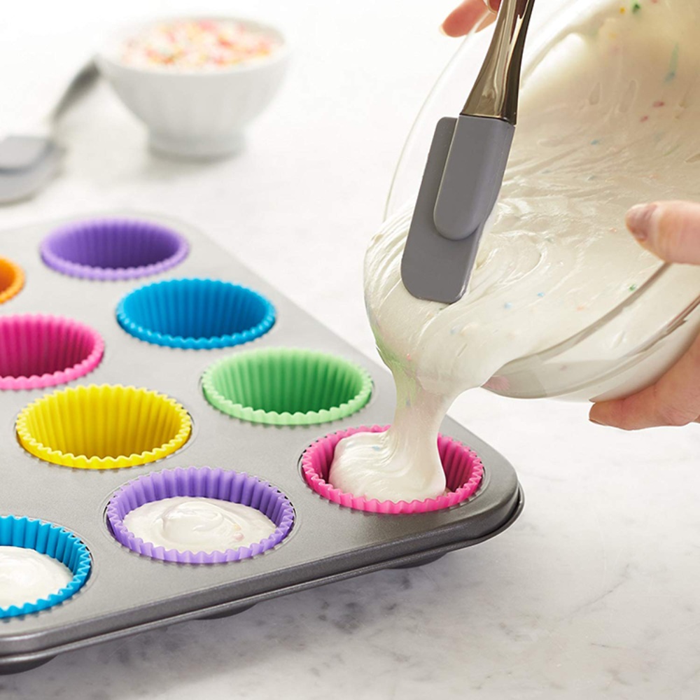 HAZEL Silicone Cupcake Mould Round Set of 12 Pcs | Reusable Silicone Muffin Baking Mold