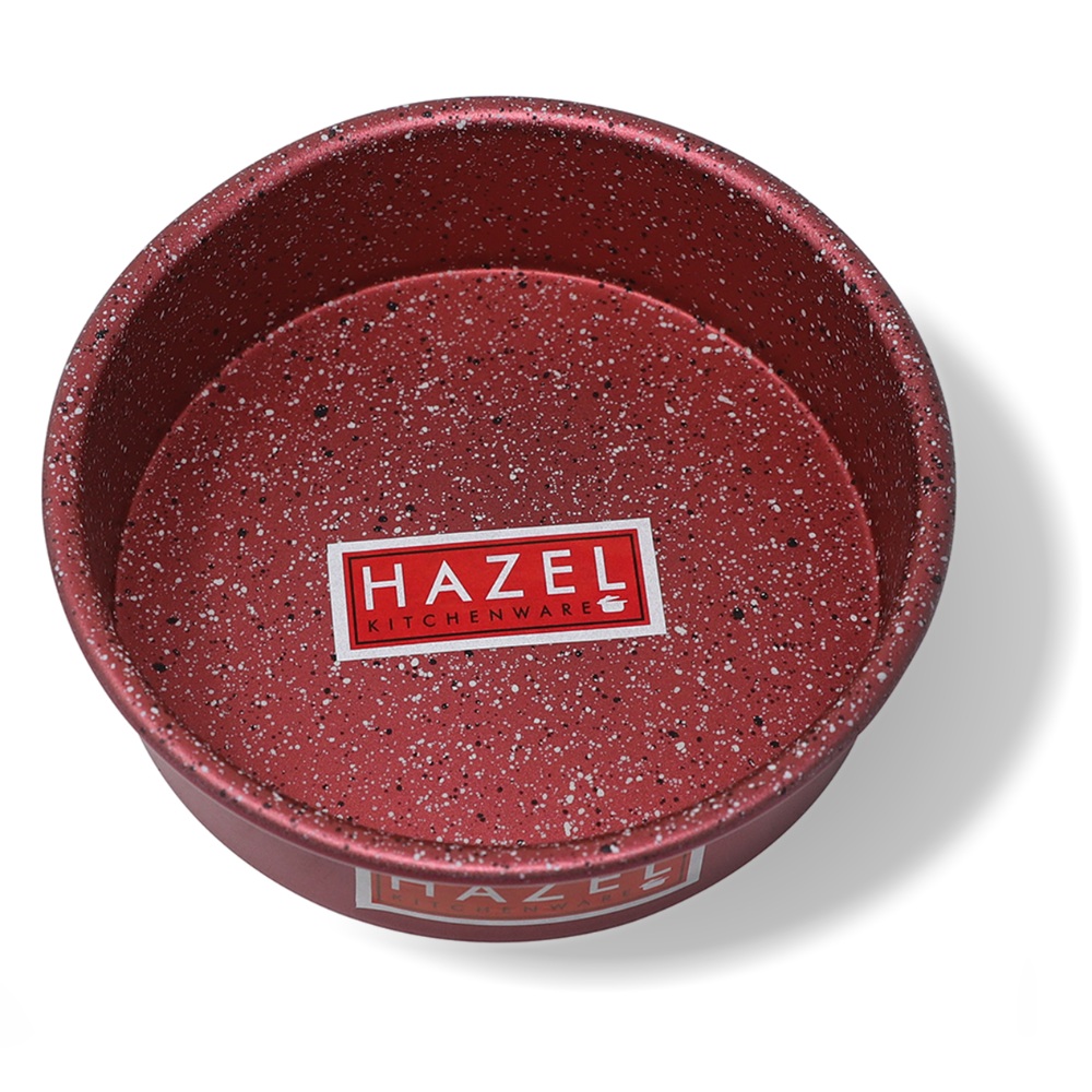 HAZEL Alfa Heavy Gauge Preimium Aluminium Granite Finish Non Stick Microwave Safe Small Round Cake Mould, Red