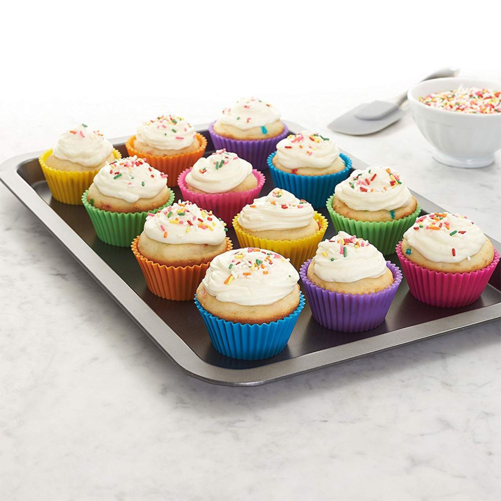 HAZEL Silicone Cupcake Mould Round Set of 12 Pcs | Reusable Silicone Muffin Baking Mold