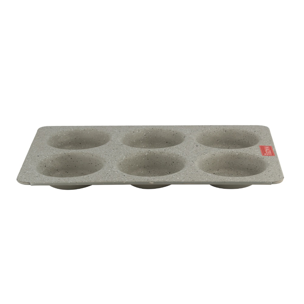 HAZEL Alfa Heavy Gauge Preimium Aluminium Granite Finish Non Stick Microwave Safe 3 Pc Mould Combo, Large Cake Mould With 1 Small Mould & 1 Muffin Mould, Grey