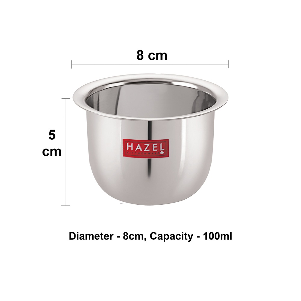 HAZEL Stainless Steel Tea Glasses Mini Traditional Design Coffee Milk Serving Glass Patra Pela, Set of 12, 8 cm, 100 ML, Silver