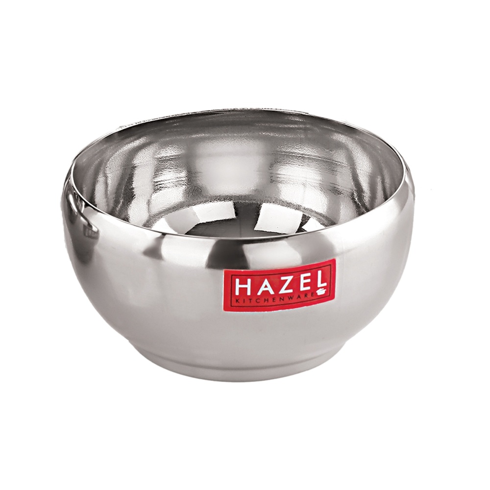 HAZEL Serving Bowl Set of 3 | Stainless Steel Bowl for Dessert, Cereal, Smoothie | Steel Katori Set Of 3 | 200 ml each, Silver

