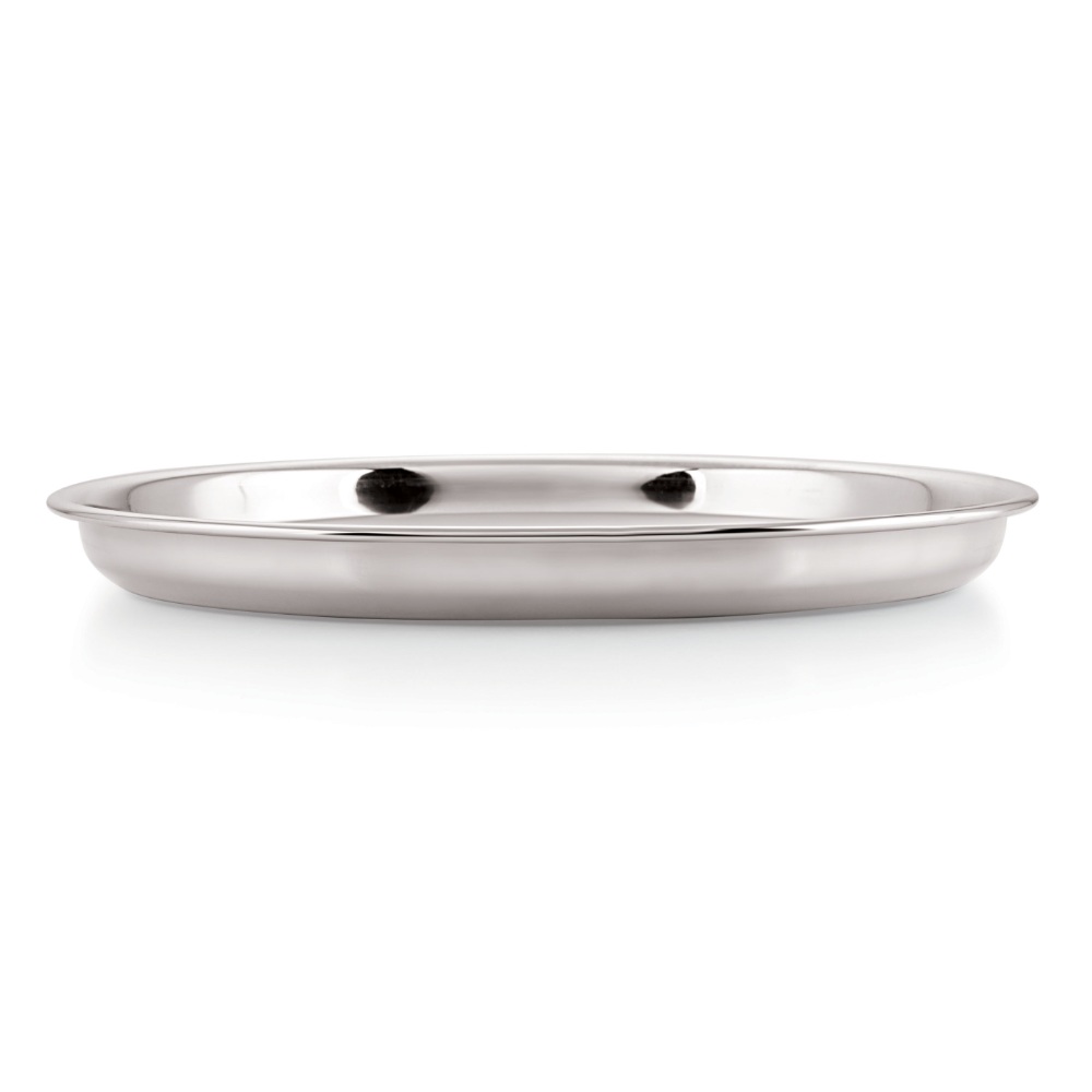 HAZEL Stainless Steel Plate Set For Dinner Launch | Designer Steel Thali Set |Steel Dinnerware, Set of 3, 28.5 cm, Medium