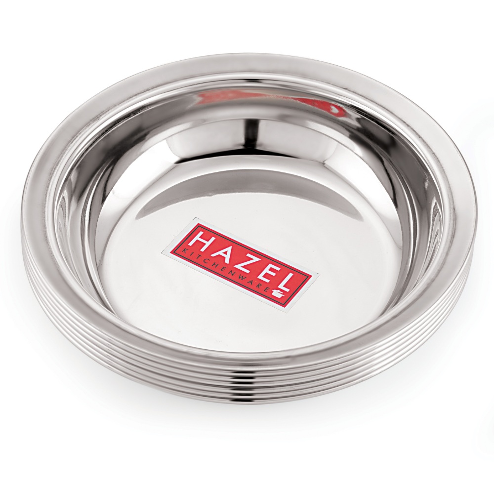 HAZEL Stainless Steel Snack Bowl / Plate Set | Small Steel Bowls Dish For Snacks | Breakfast Bowls, Set of 6, 270 ML