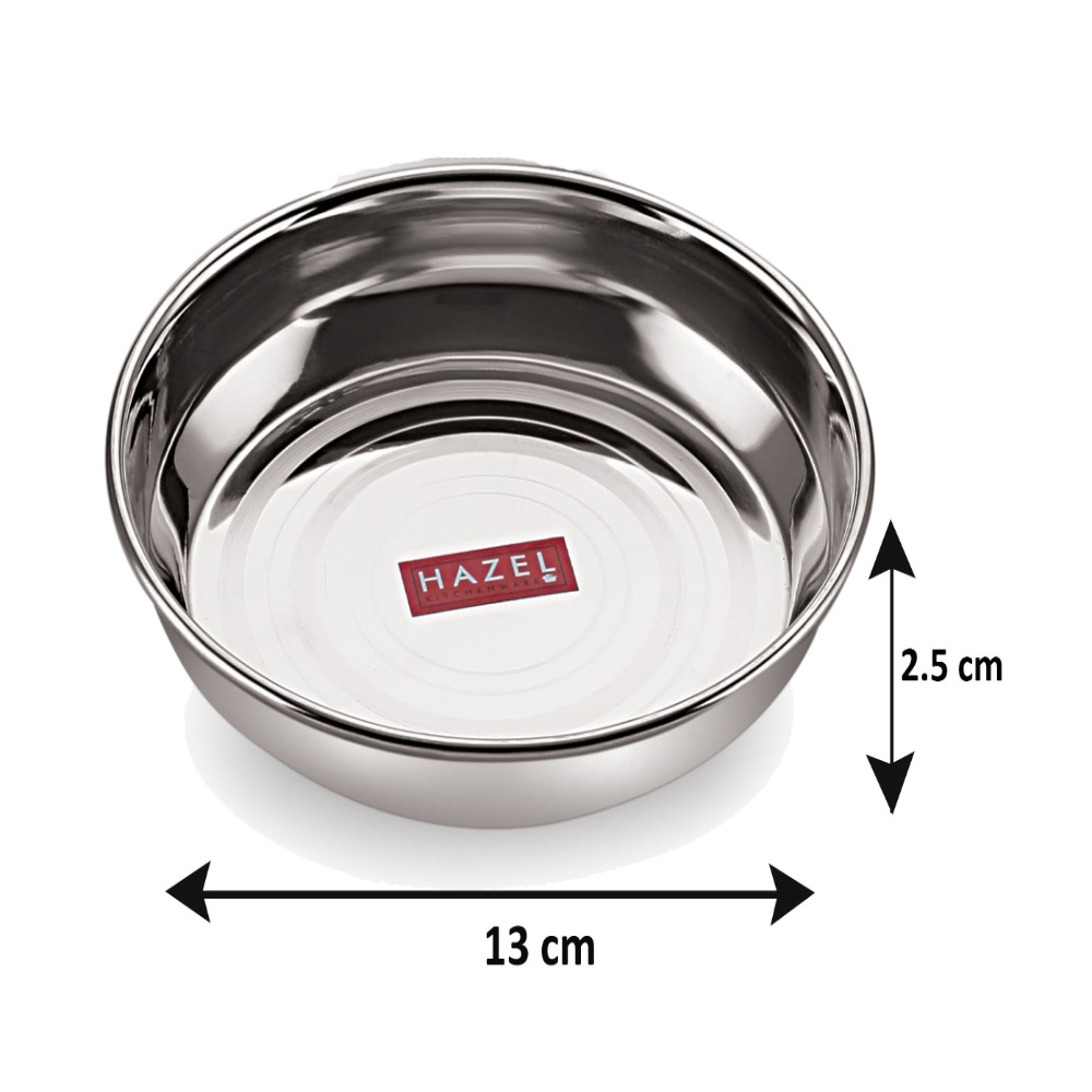 HAZEL Stainless Steel Plates Set | Small Steel Plates For Snacks | Breakfast Plates, 300 ML, Set of 12