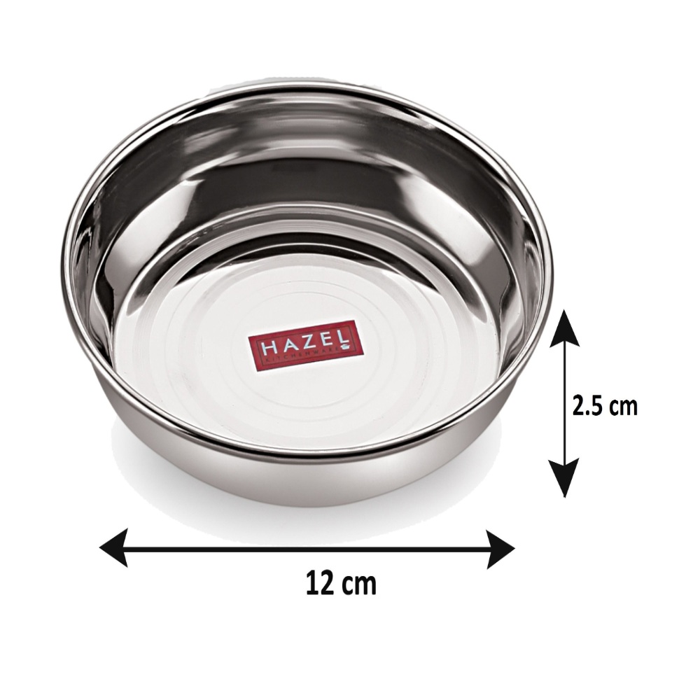 HAZEL Stainless Steel Plates Set | Small Steel Plates For Snacks | Breakfast Plates, 200 ML, Set of 3