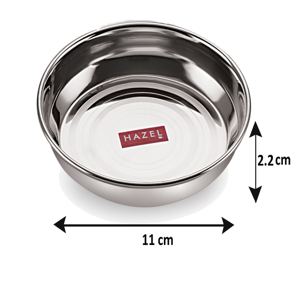 HAZEL Stainless Steel Plates Set | Small Steel Plates For Snacks | Breakfast Plates, 150 ML, Set of 12
