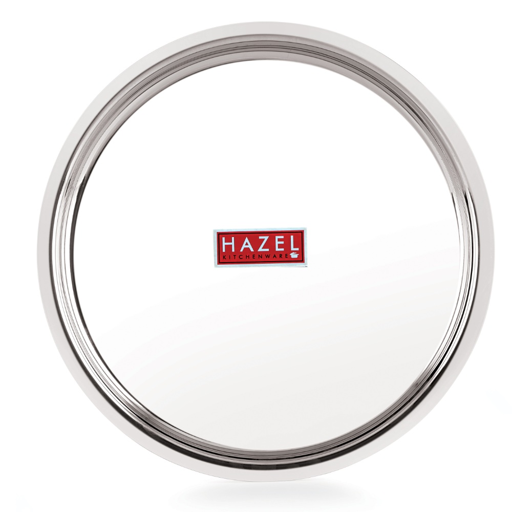 HAZEL Stainless Steel Plates Set | Premium Mirror Finish Thali Set Stainless Steel | Heavy Gauge Steel Plates Set For Dinner & Lunch Set of 4, 25 cm