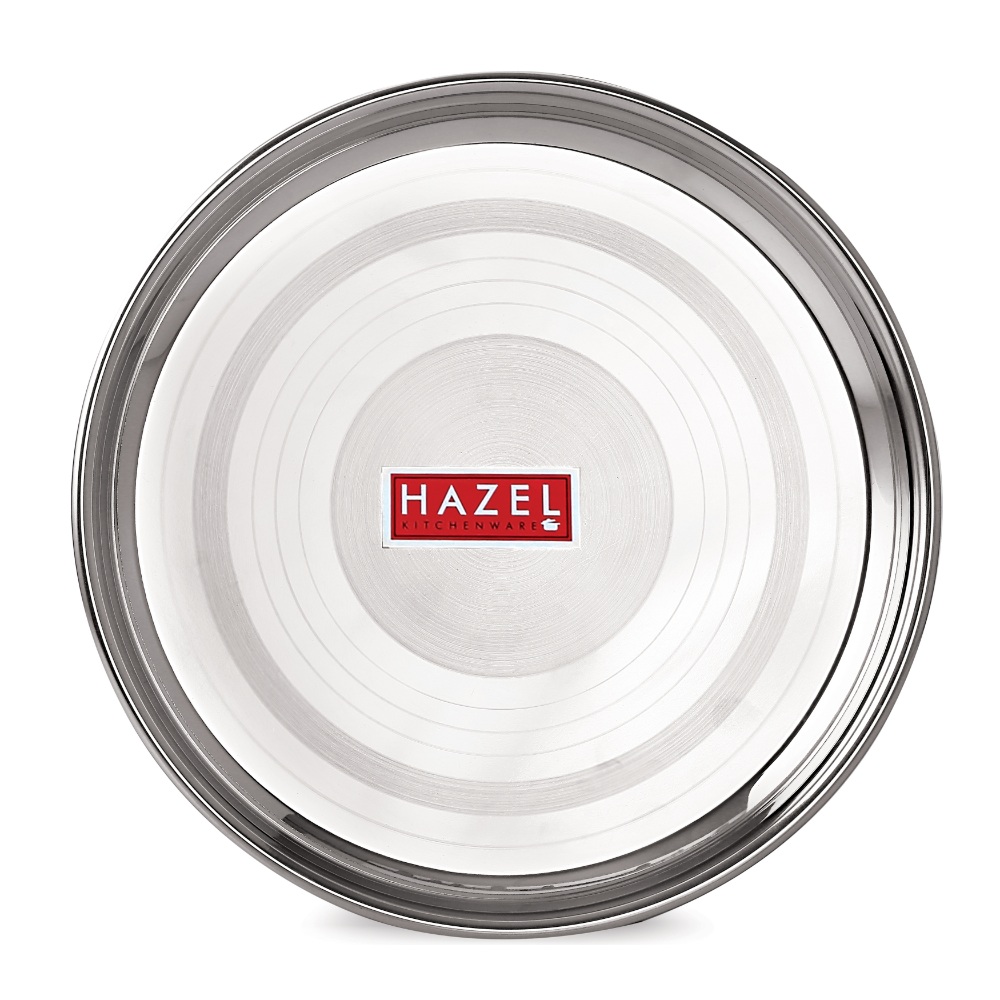 HAZEL Stainless Steel Dinner Set Of 36 | Dinner Set Steel (6 Steel Plate, 12 Serving Bowl, 6 Spoon Set, 6 Dessert Plate, 6 Steel Glass) 36 Pieces, Silver