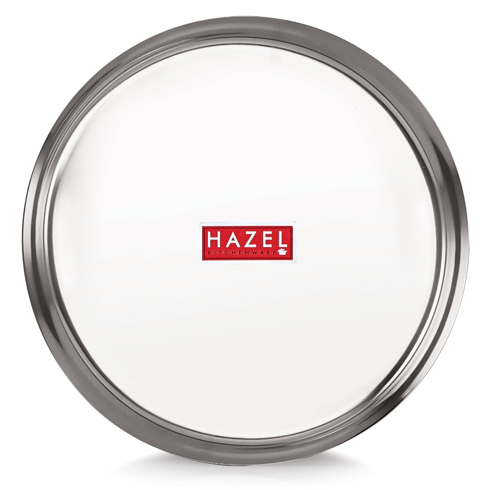 HAZEL Stainless Steel Dinner Set Of 18 | Dinner Set Steel (3 Steel Plate, 3 Steel Glass, 6 Bowl, 3 Spoon Set, 3 Dessert Plate) 18 Pieces, Silver