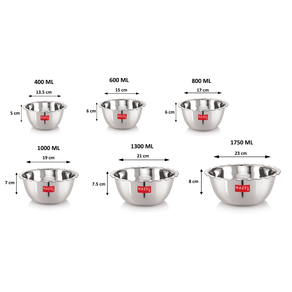 HAZEL Stainless Steel Serving Bowl Wati Vati Katori With Lid, Set of 6, Silver