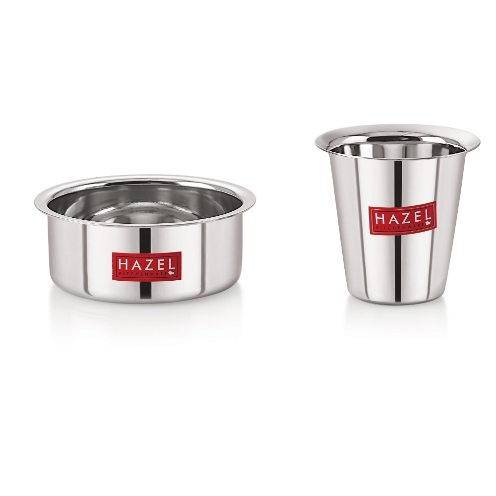 HAZEL Stainless Steel Mini Tumbler Milk Tea Coffee South Indian Traditional Serving Dabara Glasses Set of 3, Silver