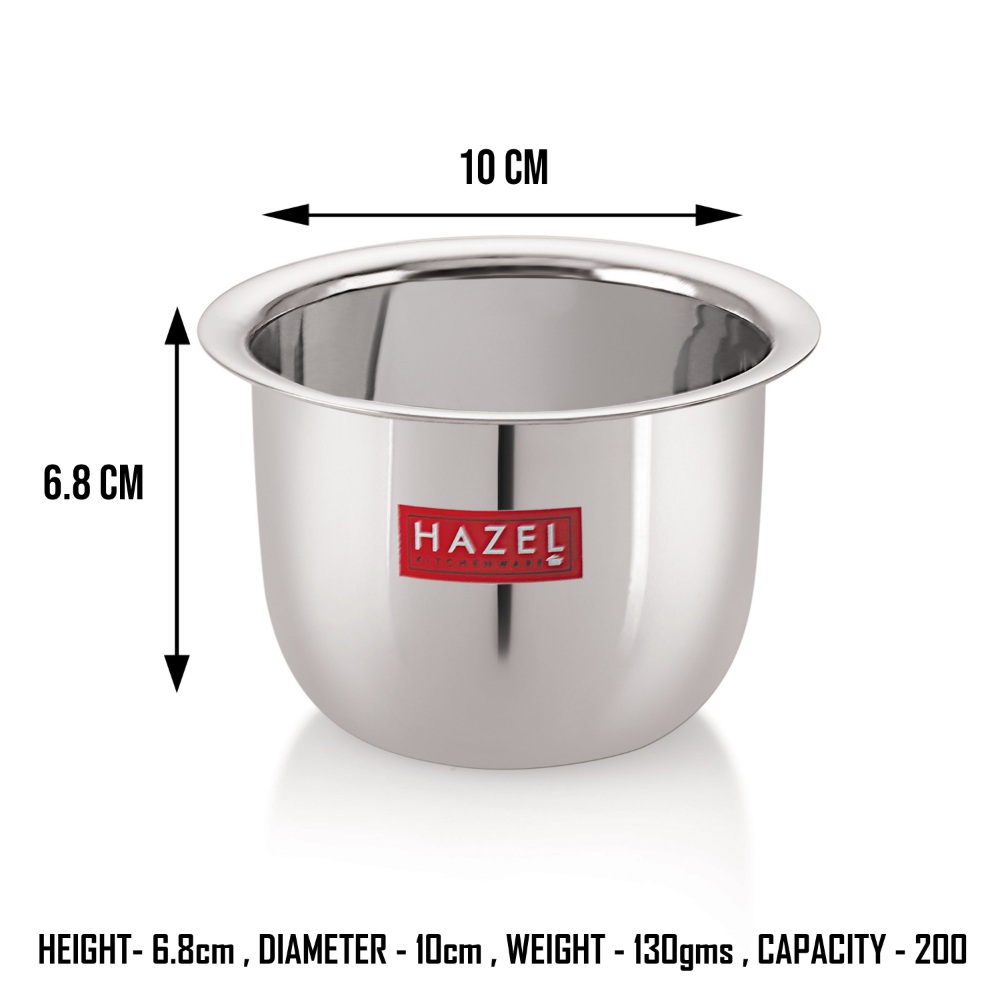 HAZEL Stainless Steel Tea Glasses Large Traditional Design Coffee Milk Serving Glass Patra Pela Set of 3, 10 cm, 200 ML, Silver