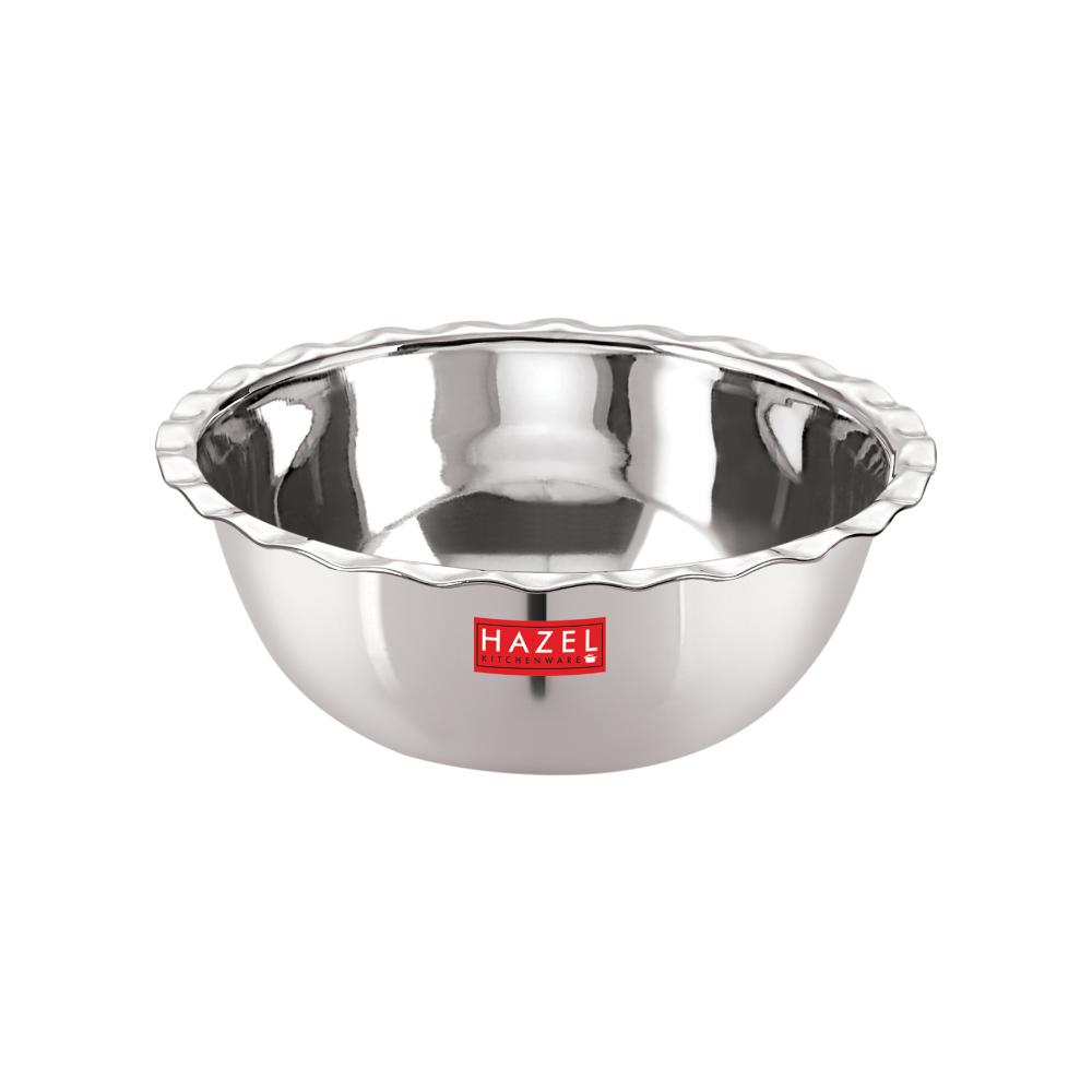 HAZEL Stainless Steel Serving Bowl Wati Vati Katori With Lid, 19 cm, 1000 ML, Silver