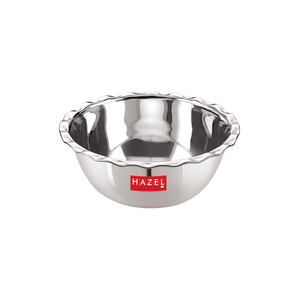 HAZEL Stainless Steel Serving Bowl Wati Vati Katori With Lid, 15 cm, 600 ML, Silver