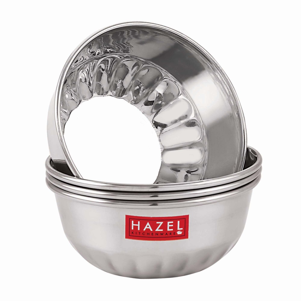 HAZEL Stainless Steel Serving Bowl Wati Dessert Vati Katori, Set of 4, 220 ML Each, Silver
