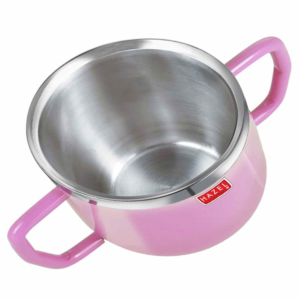 HAZEL Double Wall Stainless Steel Double Handle Baby Mug Set of 5for Kids Gifting, 250 ML Each, Pink