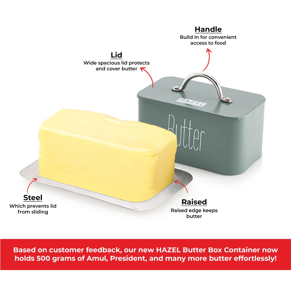 HAZEL Butter Box Container with Handle Lid | Butter Storage Box for Storing 500 gram