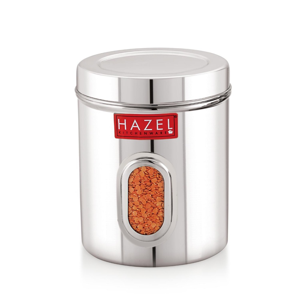 HAZEL Stainless Steel Transparent Kitchen Storage Containers with Air Tight Lid, 1700 ML, Set of 6