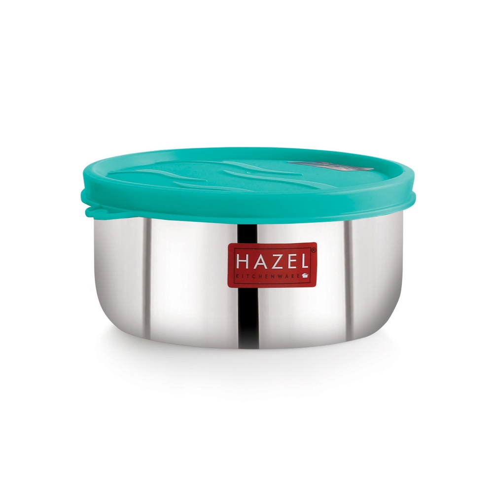 HAZEL Storage Containers for Kitchen Airtight | Stainless Steel Air Tight Containers for Storage & Lunch box | Container for Kitchen Storage Set of 4, 450 ML Each