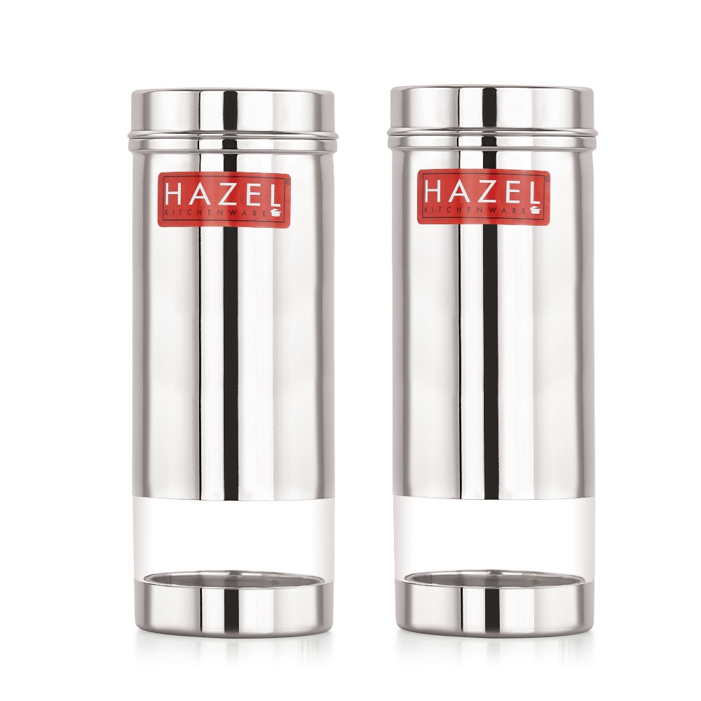 HAZEL See Through Containers for Kitchen Storage | Refrigerator Storage Containers | Steel Containers for Kitchen | Container for Kitchen Storage Set of 2, 600 ML