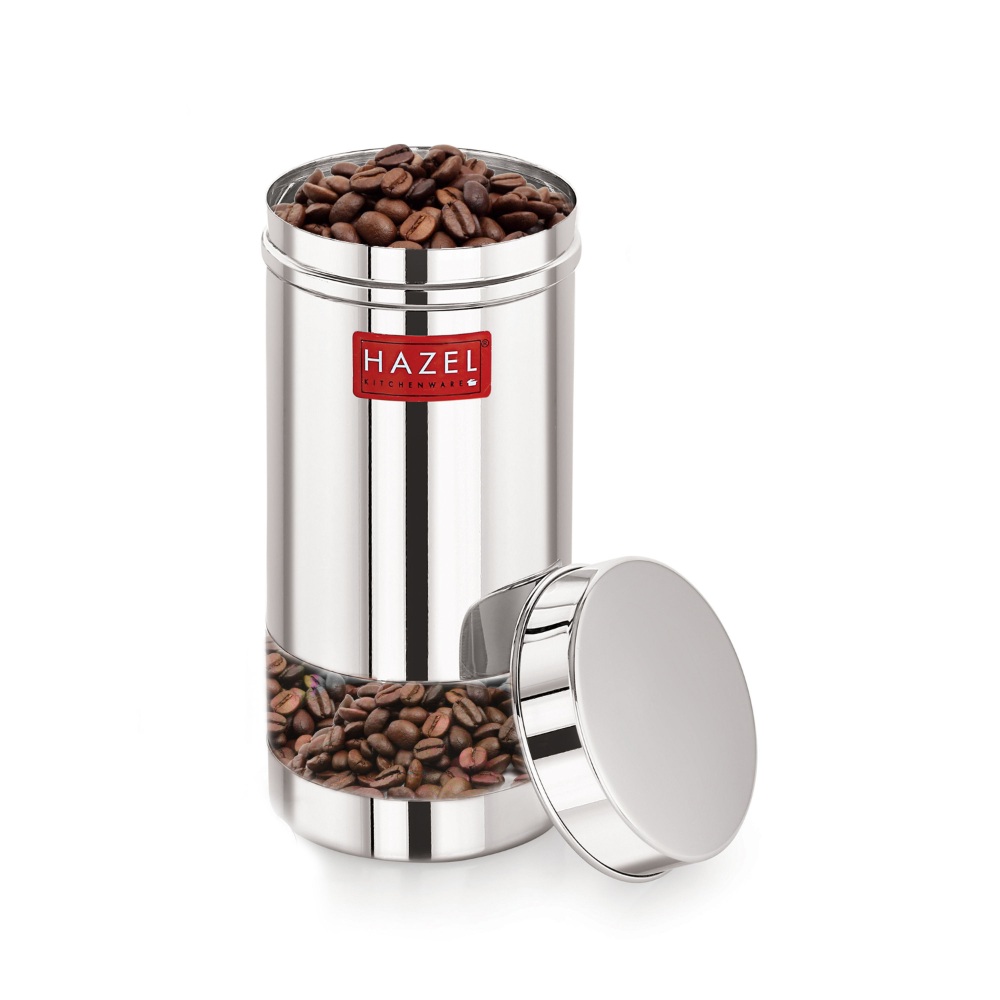 HAZEL Stainless Steel Fridge Containers for Storage | Air Tight Stainless Steel Containers | Grocery Containers for Kitchen | See Through Dabba Set for Kitchen | Kitchen Storage Containers Set of 6, 500 ML
