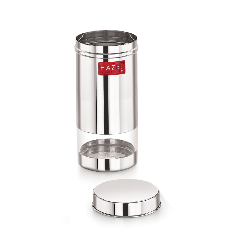 HAZEL Stainless Steel see Through Storage Containers | Refrigerator Storage Container | Stainless Steel Container for Kitchen Storage Set of 2, 500 ML, Silver