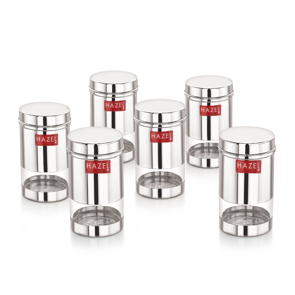 HAZEL Stainless Steel Fridge Containers for Storage | Air Tight Stainless Steel Containers | Grocery Containers for Kitchen | Dabba Set for Kitchen | Kitchen Storage Containers Set of 6, 400 ML