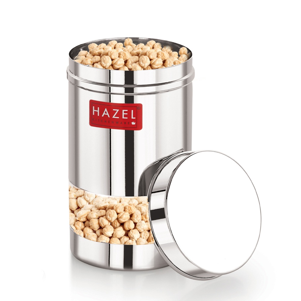 HAZEL Stainless Steel Fridge Containers for Storage | Air Tight Stainless Steel Containers | Grocery Containers for Kitchen | Dabba Set for Kitchen | Kitchen Storage Containers Set of 6, 400 ML