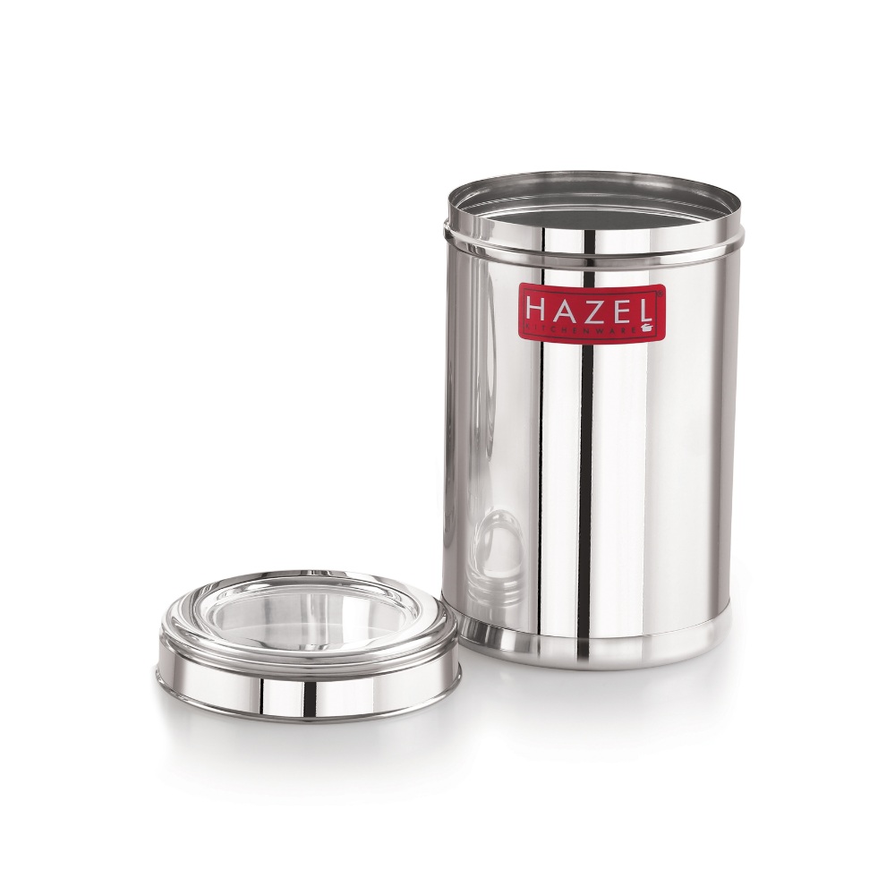 HAZEL Stainless Steel Kitchen Container with Transparent Lid | Top See Through Kitchen Container Set with Matt Finish | Multipurpose Container for Kitchen Storage, 1100 ML