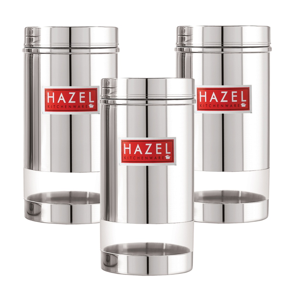 HAZEL Stainless Steel Container Set | Steel Container For Kitchen Storage Set | Multipurpose Storage Box for Kitchen I, 950 ML, Set of 3
