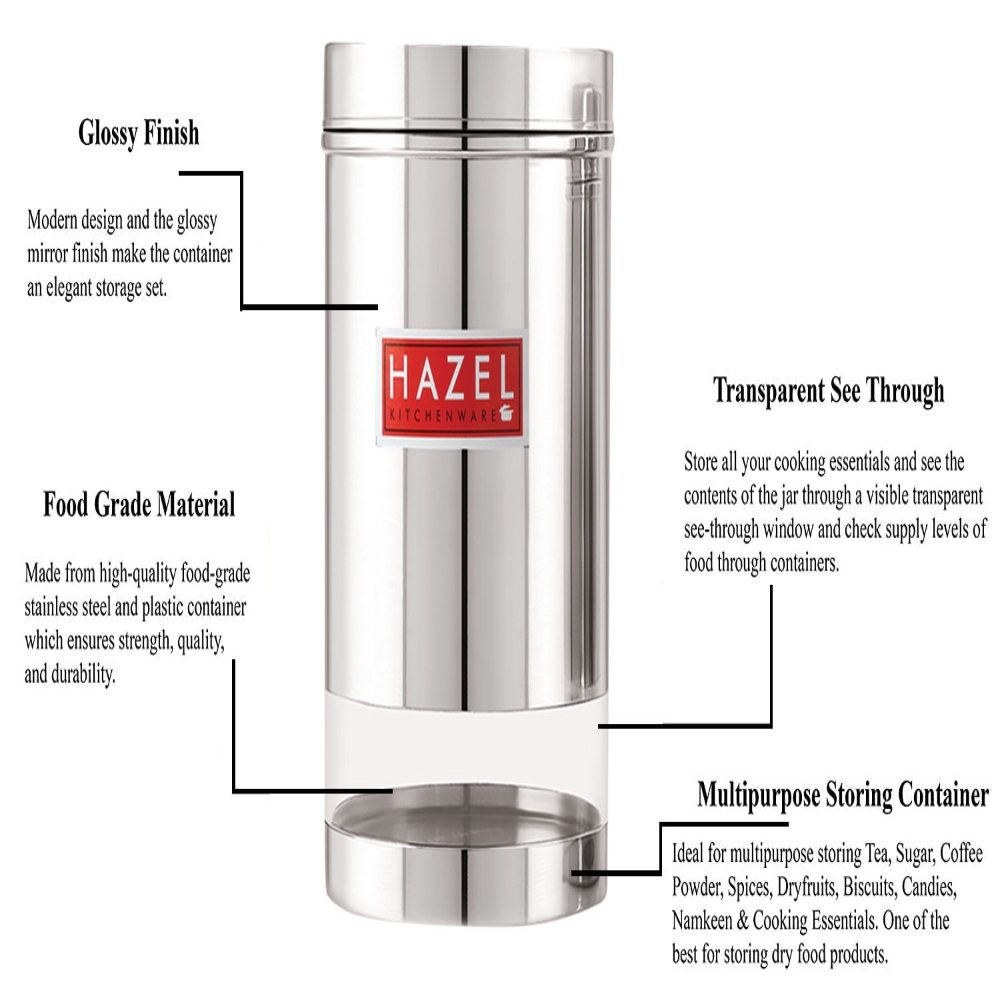 HAZEL Stainless Steel Container Set | Steel Container For Kitchen Storage Set | Multipurpose Storage Box for Kitchen I, 950 ML, Set of 3