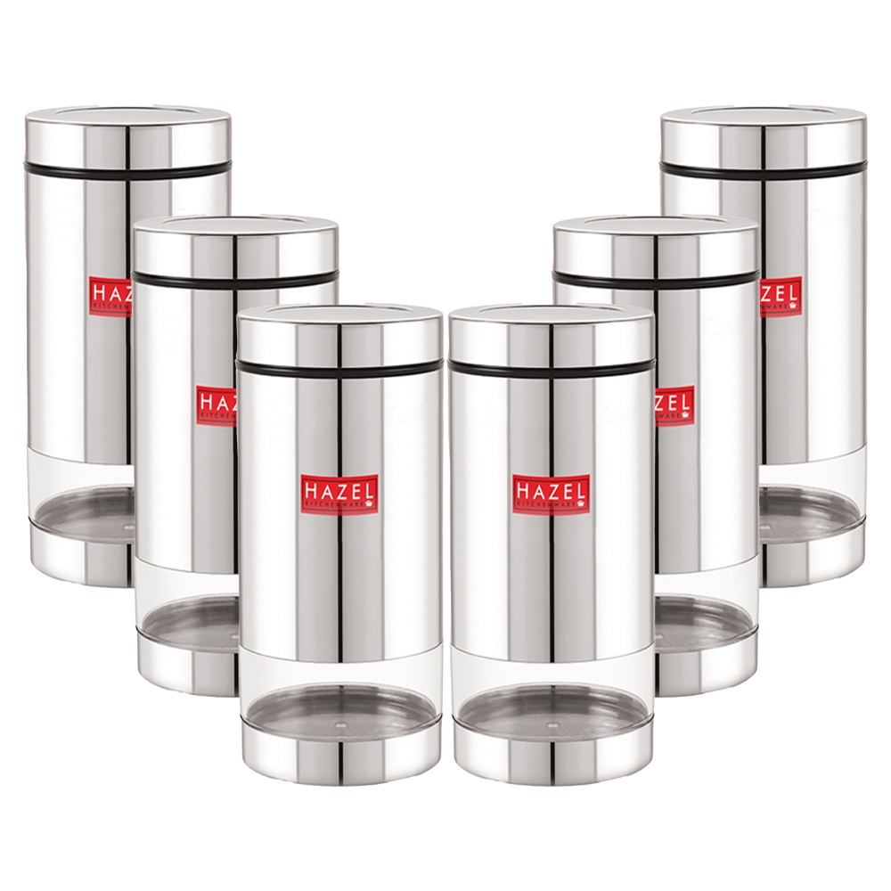 HAZEL Stainless Steel Container Set | Steel Container For Kitchen Storage Set | Multipurpose Storage Box for Kitchen I, 1000 ML, Set of 6
